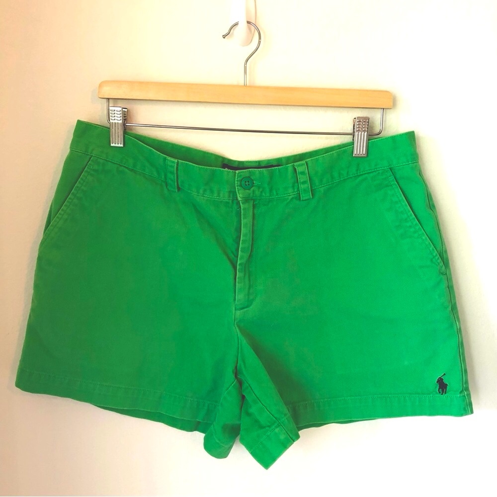 Ralph Lauren Green High Waist Women Shorts